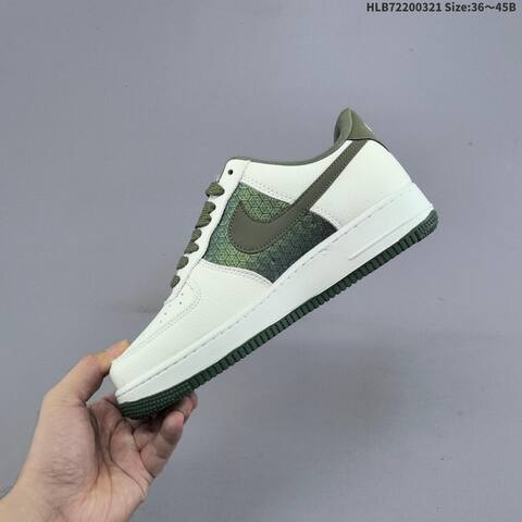 Nike Air Force 1 07 LV8 SY1388-035 Off White Dark Olive Green White EU 36-45 Skate Shoe - Unisex (BS-61223)