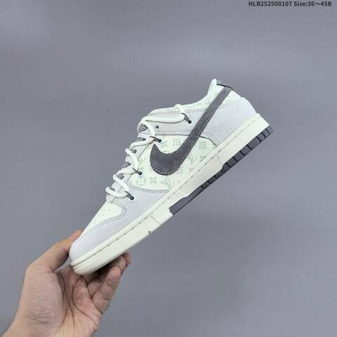 Nike SB Dunk Low Louis Vuitton Custom Off White Light Gray Dark Gray EU 36-45 Skate Shoe - Unisex (BS-62168)