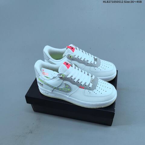 Nike Air Force 1 07 White Beige Grey Orange Neon Green Wheat Tan Gum EU 36 45 Sneaker EU 36-45 - Unisex (BS-60399)