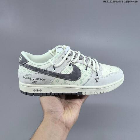 Nike SB Dunk Low Louis Vuitton Custom Off White Light Gray Dark Gray EU 36-45 Skate Shoe - Unisex (BS-62168)