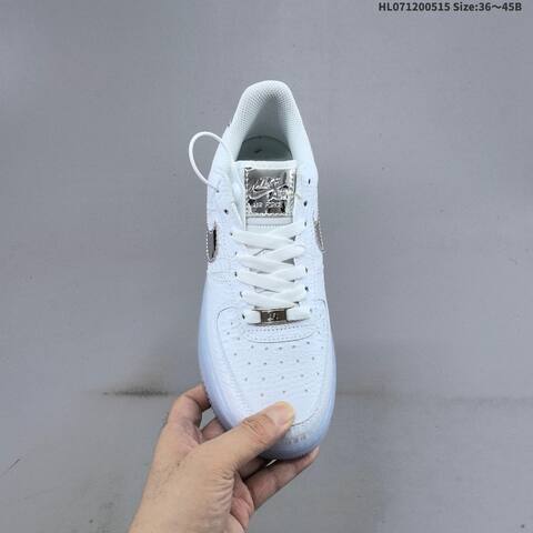 Nike Air Force 1 07 Low White Metallic Silver Ice Blue EU 36-45 Sneaker - Unisex (BS-60315)