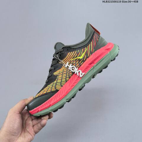 HOKA Mafate Speed 4 Dark Green Neon Yellow Coral Pink Black EU 36-45 Trail Shoe Trail Running Sneakers - Unisex (BS-69399)