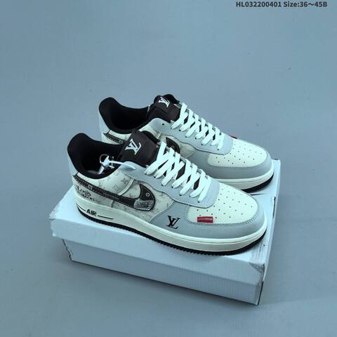 Nike Air Force 1 Low Off White Light Grey Black Red EU 36-45 Skate Shoe - Unisex (BS-60997)