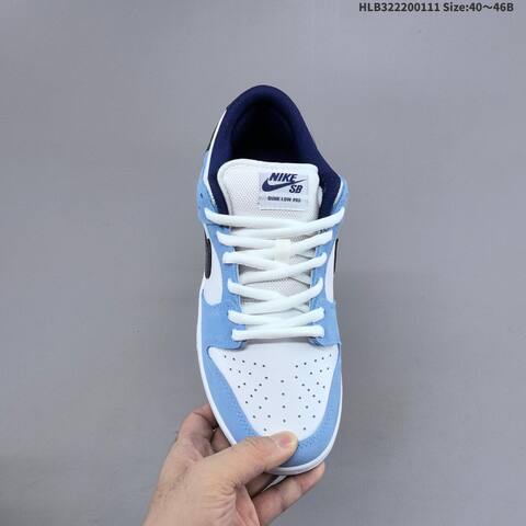 Nike SB Dunk Low Pro White Light Blue Navy Blue Grey EU 40-46 Skate Shoe - Men's (BS-62059)