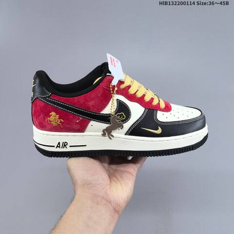 Nike Air Force 1 Low Red White Black Gold Pale Yellow EU 36-45 Sneaker - Unisex (BS-61993)