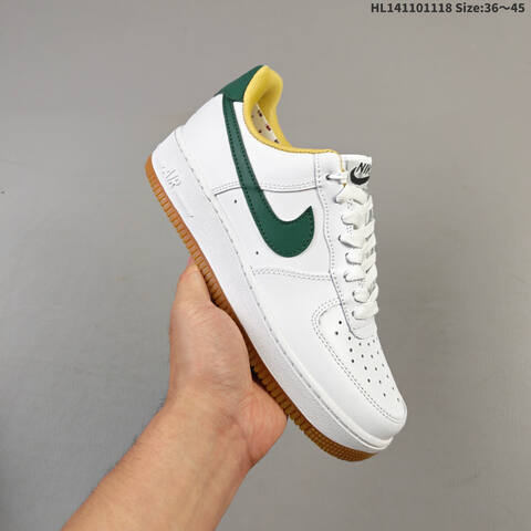 Nike Air Force 1 07 White Dark Green Yellow EU 36-45 Sneaker - Unisex (BS-63507)