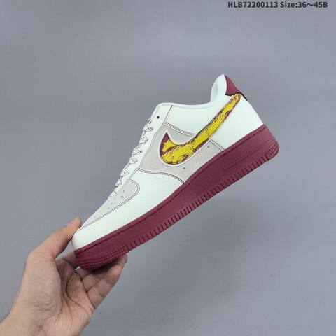 Nike Air Force 1 07 LV8 Off White Grey Burgundy Pink EU 36-45 Skate Shoe - Unisex (BS-62020)