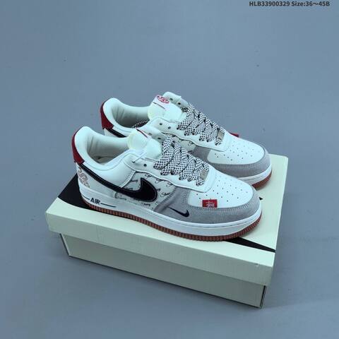 Nike Air Force 1 07 White Dark Grey Red EU 36-45 Sneaker - Unisex (BS-61039)