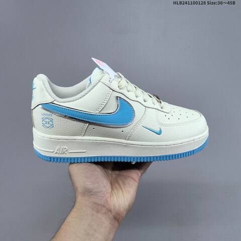 Nike Air Force 1 07 LV8 Off White Blue EU 36-45 Sneaker - Unisex (BS-61689)