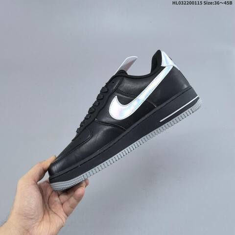 Nike Air Force 1 07 LV8 Black White Iridescent Silver EU 36-45 Sneaker - Unisex (BS-61981)