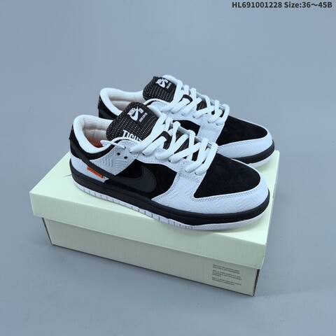 Nike SB Dunk Low HF3704-100 Black White Orange EU 36-45 Skate Shoe - Unisex (BS-62375)
