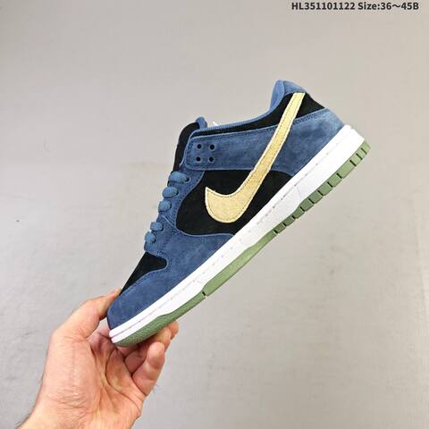 Nike SB Dunk Low Pro Black Blue Gold White Olive EU 36-45 Skate Shoe - Unisex (BS-63255)