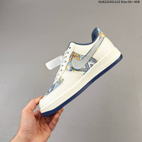 Nike Air Force 1 07 LV CW6871 77 Sail Navy Blue Gold White EU 36-45 Sneaker - Unisex (BS-63267)