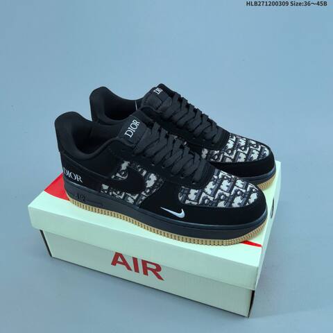Nike Air Force 1 07 Low Black Off White Dark Gray Red EU 36 45 Sneaker EU 36-45 - Unisex (BS-61414)