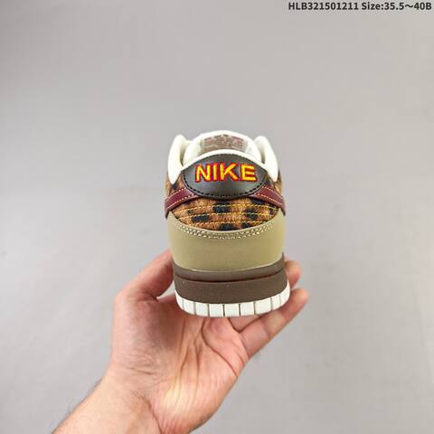 Nike SB Dunk Low Beige Olive Dark Red Brown Leopard EU 35 5-40 Skate Shoe - Unisex (BS-62768)