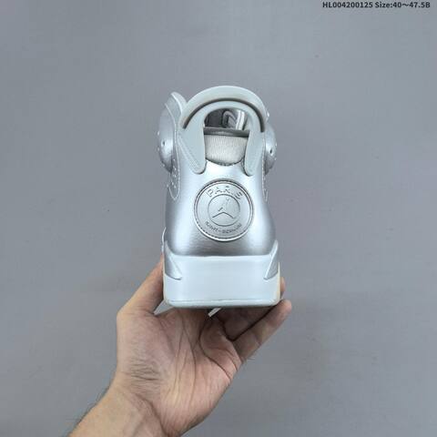 PSG x Air Jordan 6 Retro Paris Silver Metallic AIR JORDAN 6 Aj6 Lifestyle (BS-66835)