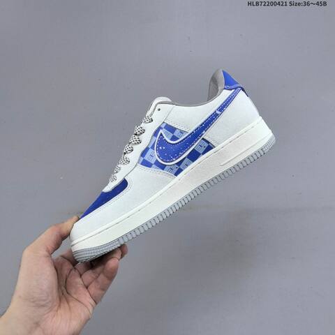 Nike Air Force 1 07 LV8 Light Grey Royal Blue White Grey EU 36-45 Skate Shoe - Unisex (BS-60601)