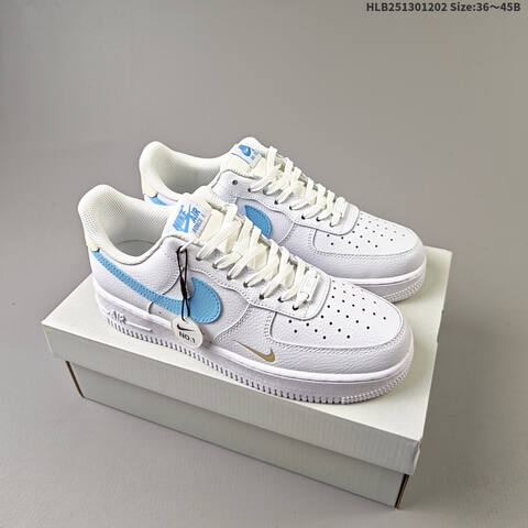 Nike Air Force 1 07 White Light Blue Gold EU 36-45 Skate Shoe - Unisex (BS-62883)