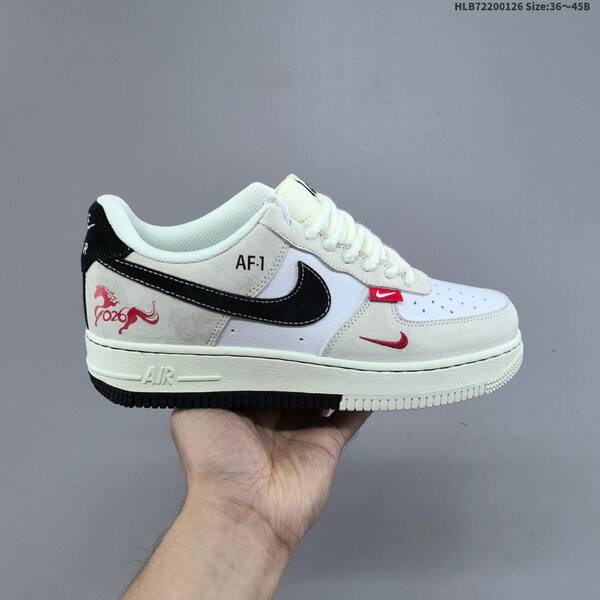 Nike Air Force 1 07 Low Light Beige White Black Red EU 36-45 sneaker