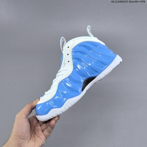 Nike Air Foamposite One Black White Blue EU 40-47 Basketball Shoe - Men's (BS-62166)