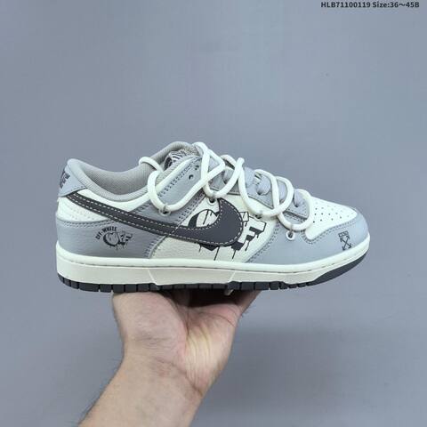 Nike Dunk Low Light Grey Navy Burgundy White EU 36-45 Skate Shoe - Unisex (BS-61908)