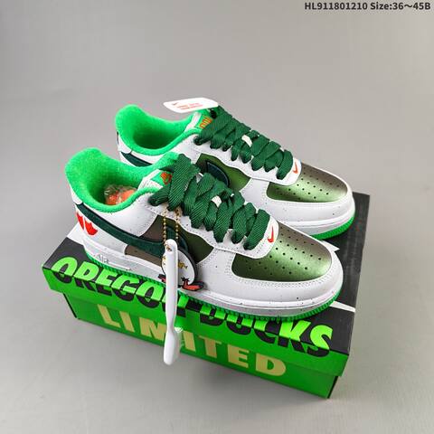 Nike Air Force 1 Low White Dark Green Bright Green Orange EU 36-45 Sneaker - Unisex (BS-62791)