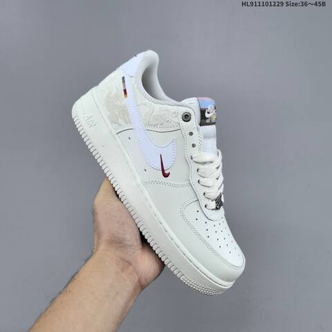 Nike Air Force 1 07 IQ1119 011 Off White White Burgundy Multicolor EU 36 45 Sneaker EU 36-45 - Unisex (BS-62343)