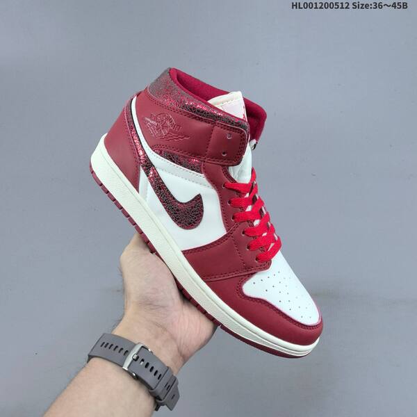 Jordan Air Jordan 1 Mid Red/White Cracked Leather EU 36-45 basketball