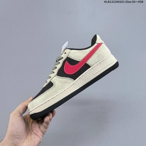 Nike Air Force 1 07 LV8 Beige Black Red EU 36-45 Sneaker - Unisex (BS-61592)