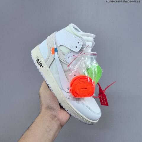 OFF-WHITE x Air Jordan 1 Retro High White The The OG AIR JORDAN 1 Aj1 Lifestyle (BS-66676)