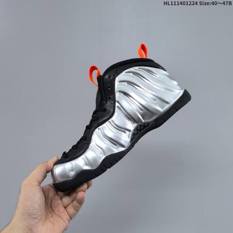 Nike Air Foamposite One Metallic Silver Black Orange EU 40-47 Basketball Shoe - Men's (BS-62486)