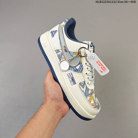 Nike Air Force 1 07 LV CW6871 77 Sail Navy Blue Gold White EU 36-45 Sneaker - Unisex (BS-63267)