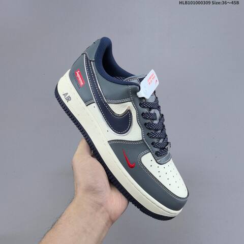 Nike Air Force 1 07 Grey Navy Off White Red EU 36-45 Sneaker - Unisex (BS-61404)
