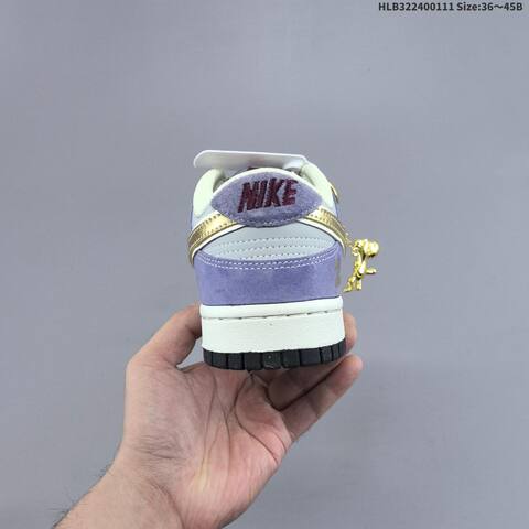 Nike Dunk Low Retro DIY Light Grey Purple Gold White EU 36-45 Skate Shoe - Unisex (BS-62058)