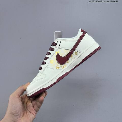 Nike Dunk SB Low Off White Grey Red Burgundy Gold EU 36-45 Skate Shoe - Unisex (BS-61621)