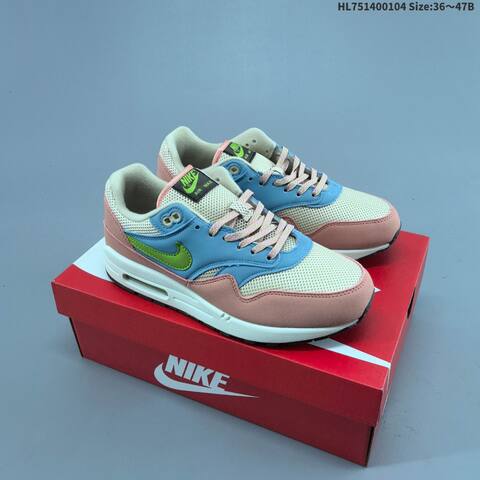 Nike Air Max 1 White Grey Blue Neon Volt Navy Green EU 36-47 Sneaker - Unisex (BS-62252)