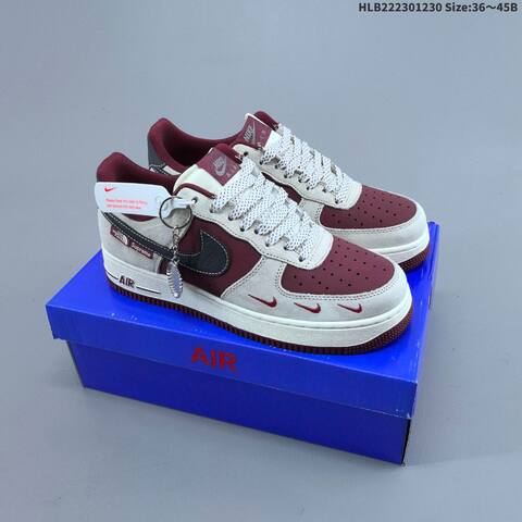 Nike Air Force 1 07 LV8 Beige Burgundy Black White EU 36-45 Skate Shoe - Unisex (BS-62324)