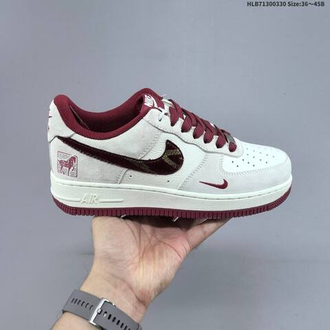 Nike Air Force 1 07 Low Off White Red Silver Burgundy Black EU 36-45 Sneaker - Unisex (BS-61023)