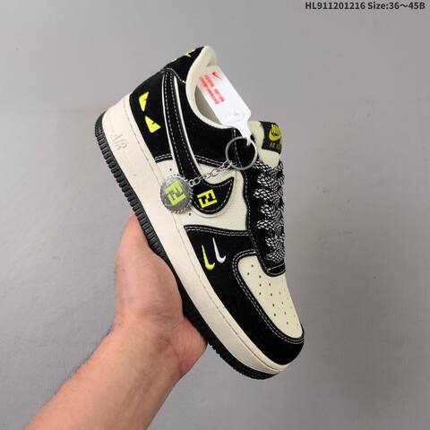 Nike Air Force 1 07 Black White Neon Yellow EU 36-45 Sneaker - Unisex (BS-62639)