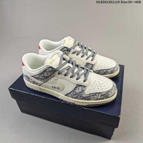 Nike Dunk Low Off White Grey Red EU 36-46 Skate Shoe - Unisex (BS-63433)