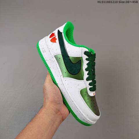 Nike Air Force 1 Low White Dark Green Bright Green Orange EU 36-45 Sneaker - Unisex (BS-62791)