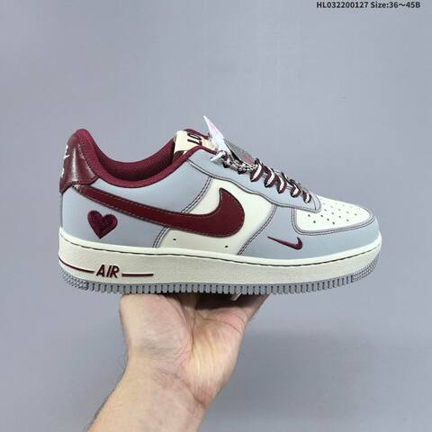 Nike Air Force 1 07 Low Off White Black Burgundy Gray EU 36-45 Skate Shoe - Unisex (BS-61715)