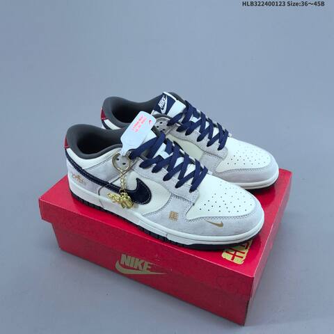 Nike Dunk Low Sail Navy Grey Red Gold EU 36-45 Skate Shoe - Unisex (BS-61806)