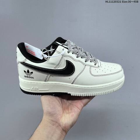 Nike Air Force 1 07 Black Grey White Burgundy Gold EU 36-45 Sneaker - Unisex (BS-61214)