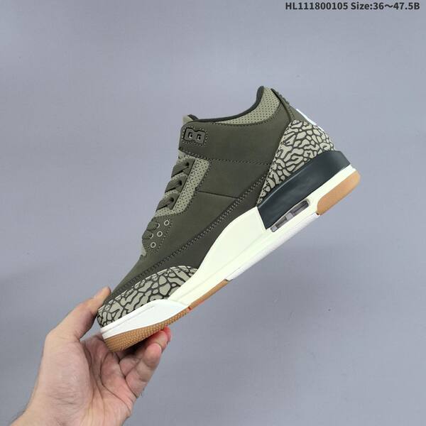 Jordan Air Jordan 3 Retro olive green / black / white / gum 36~47.5 basketball