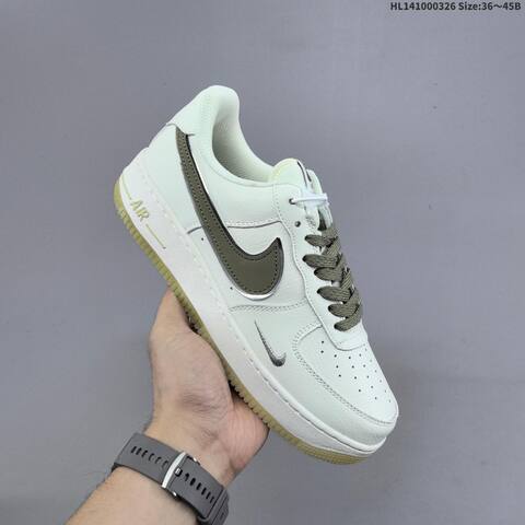 Nike Air Force 1 Low Off White Olive Green Silver Pale Yellow EU 36-45 Sneaker - Unisex (BS-61127)