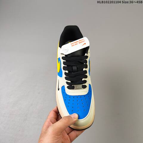 Nike Air Force 1 Low Beige Black Blue Yellow EU 36-45 Sneaker - Unisex (BS-63897)