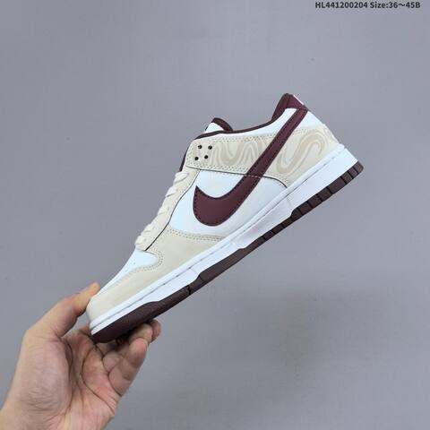 Nike SB Dunk Low White Beige Burgundy Silver EU 36-45 Skate Shoe - Unisex (BS-61548)