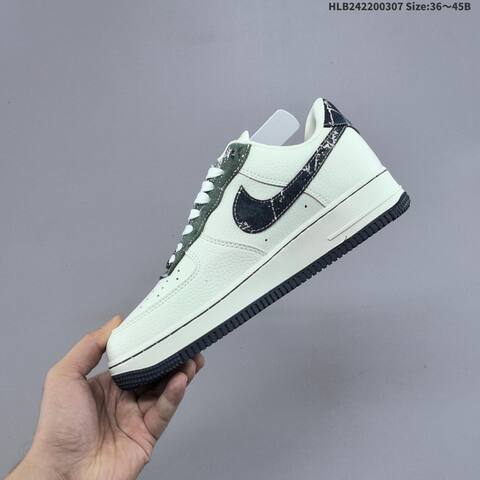Nike Air Force 1 07 Low Louis Vuitton Off White Black Dark Green Silver EU 36-45 Sneaker - Unisex (BS-61449)