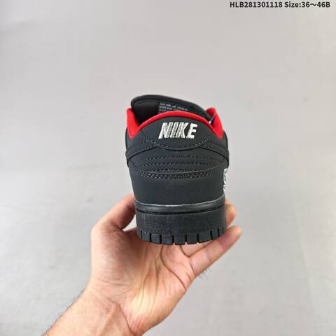 Nike SB Dunk Low Pro Black Red White EU 36-46 Skate Shoe - Unisex (BS-63491)